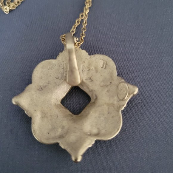 Premier Designs Gold Tone Pendant Necklace Tigers Eye Black Bead Industrial 26" - Picture 3 of 9